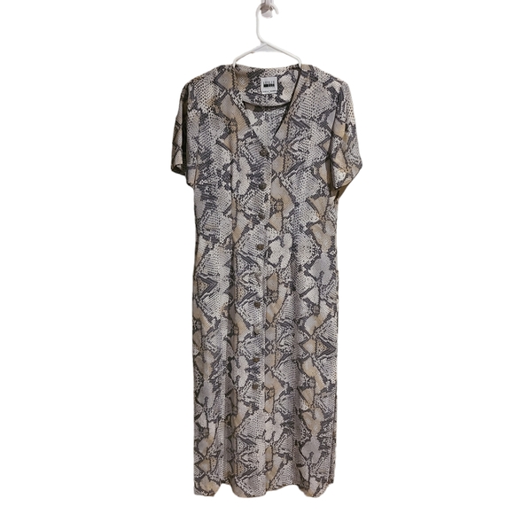 Vintage Leslie Fay Snakeskin Button Down Dress - Picture 1 of 5
